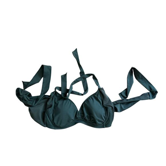 Athleta Bra Cup Wrap Halter Bikini Top, Dress Black #383978 36 B C - Picture 1 of 3
